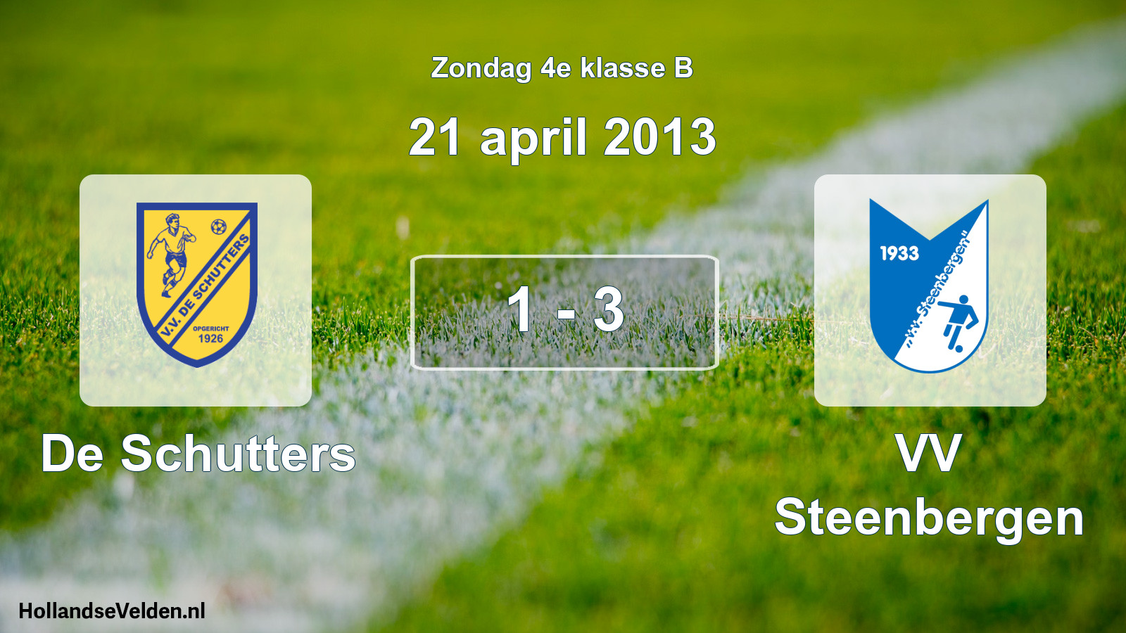 Total number of matches played: De Schutters - VV Steenbergen 1 - 3 (21 April 2013)