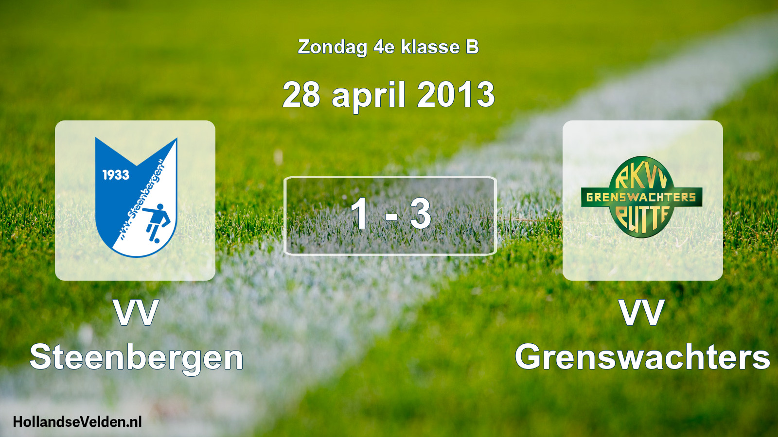Total number of matches played: VV Steenbergen - VV Grenswachters 1 - 3 (28 April 2013)