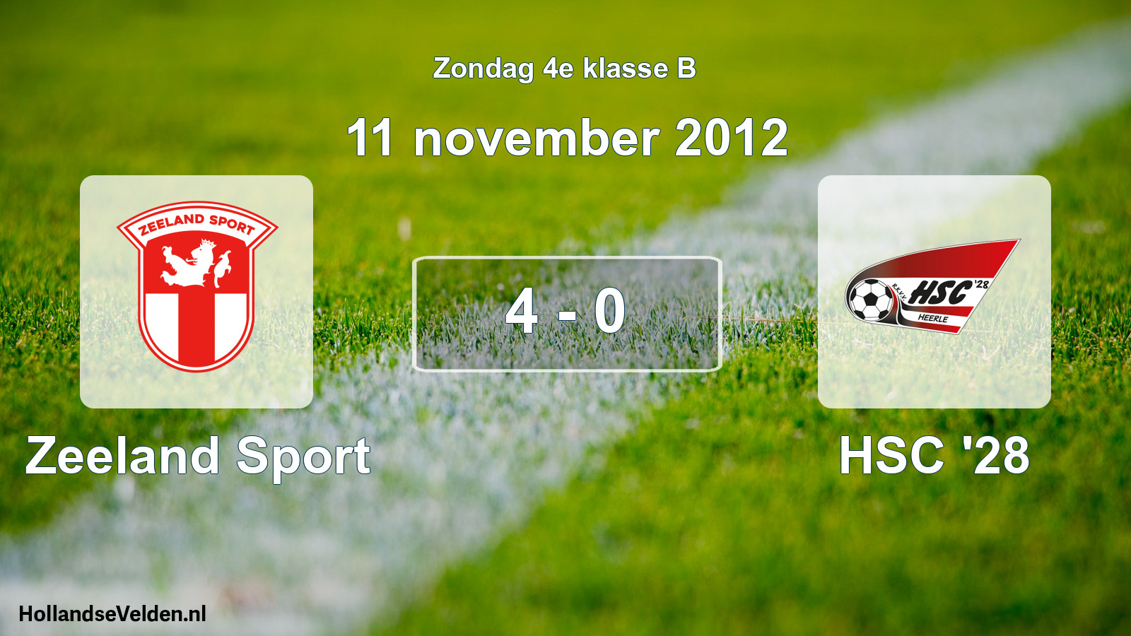 Total number of matches played: Zeeland Sport - HSC '28 4 - 0 (11 November 2012)