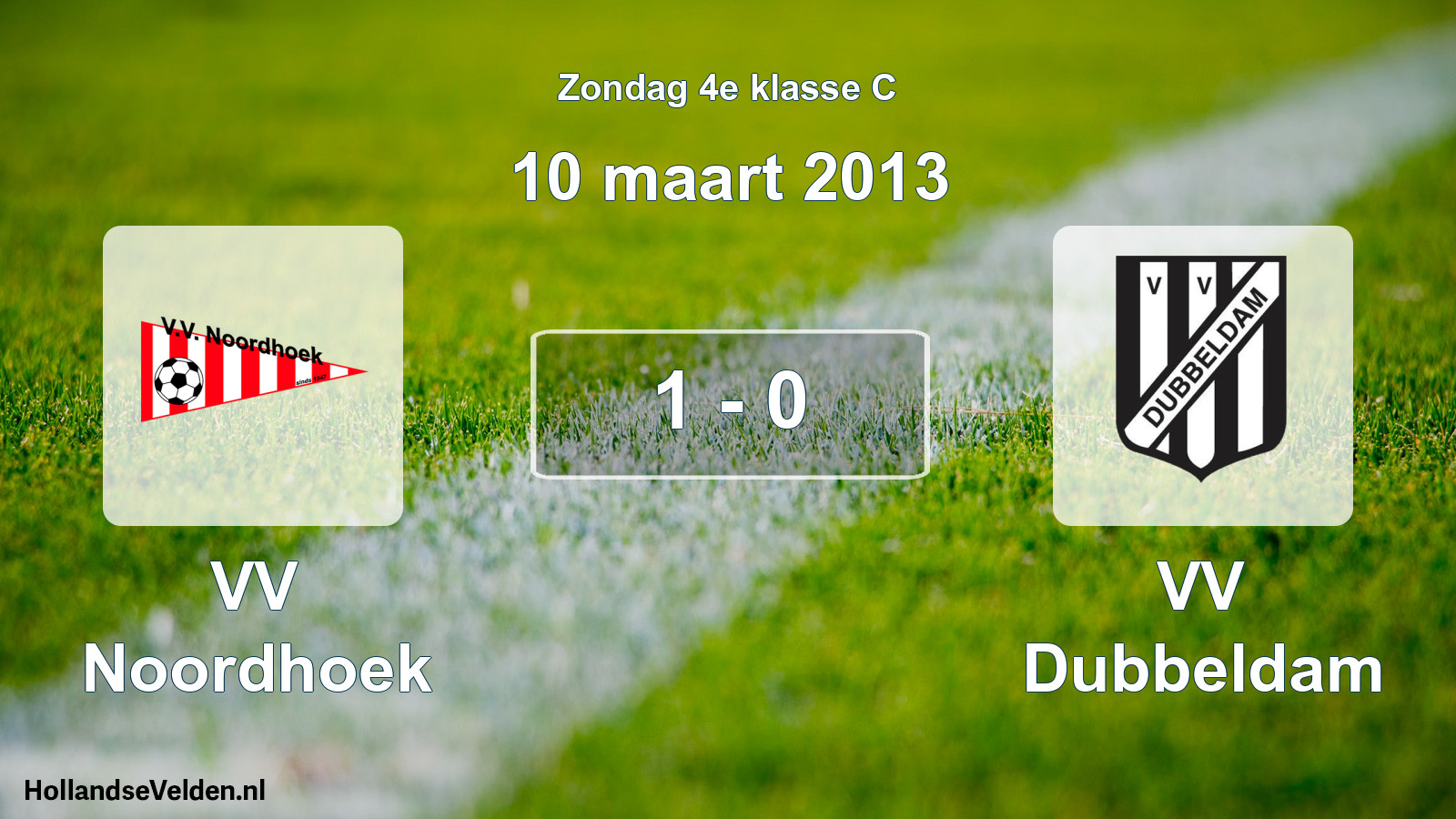 Total number of matches played: VV Noordhoek - VV Dubbeldam 1 - 0 (10 March 2013)