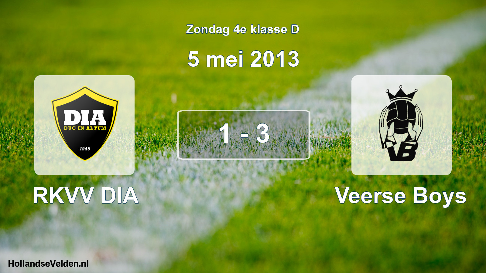 Total number of matches played: RKVV DIA - Veerse Boys 1 - 3 (5 May 2013)