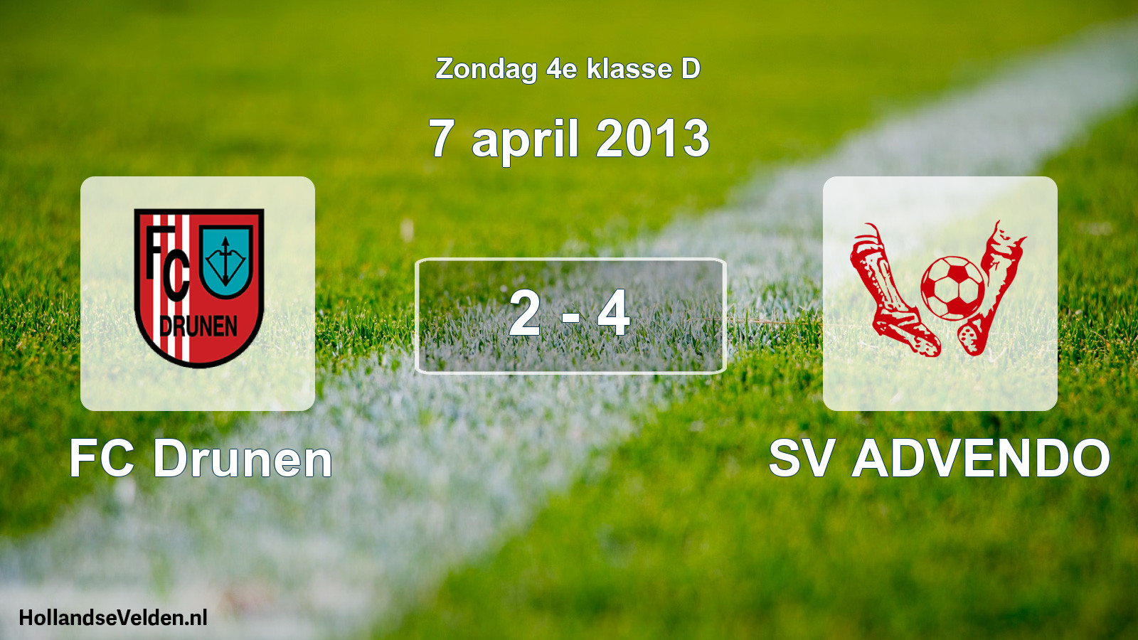 Total number of matches played: FC Drunen - SV ADVENDO 2 - 4 (7 April 2013)
