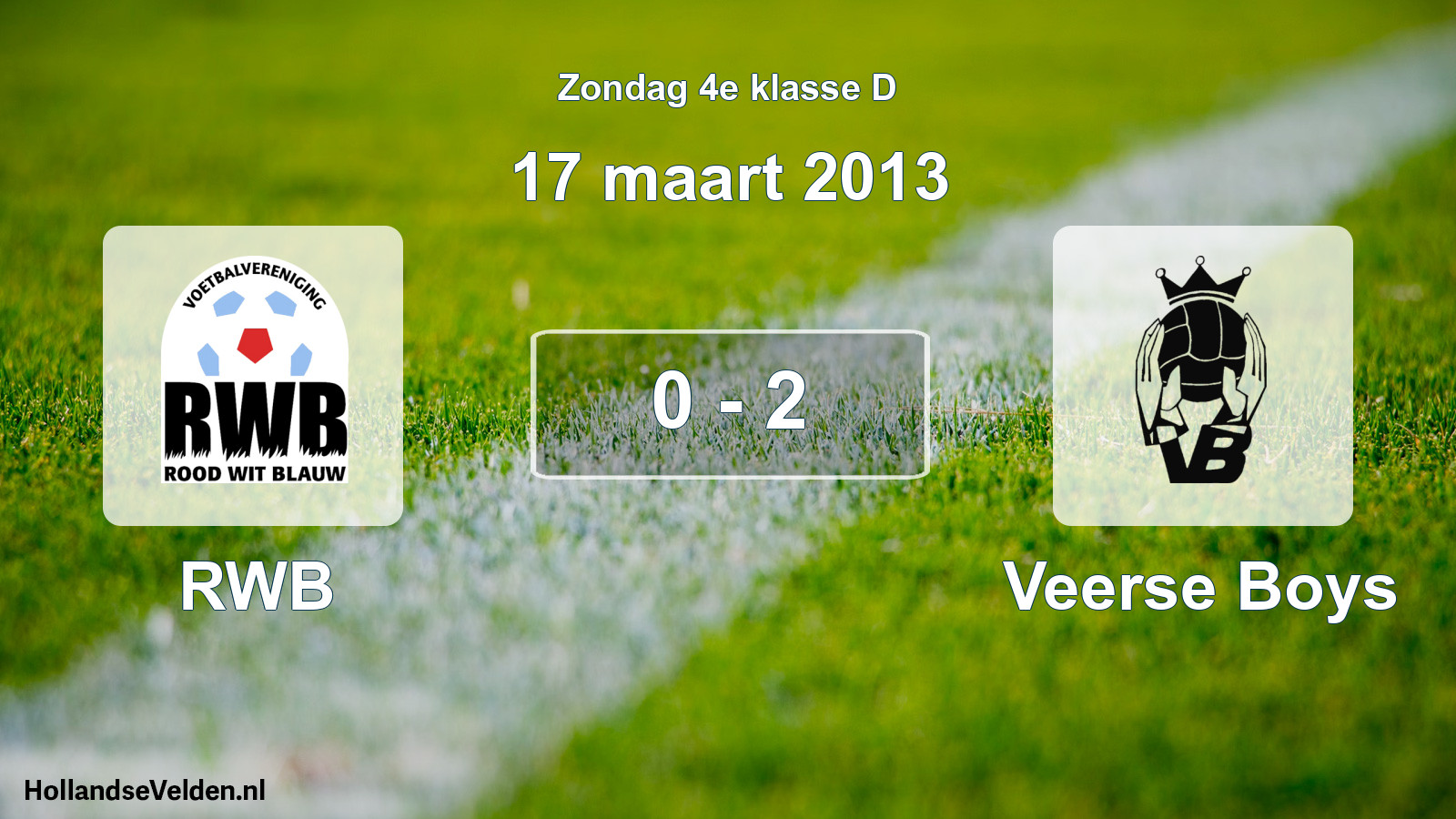 Total number of matches played: RWB - Veerse Boys 0 - 2 (17 March 2013)
