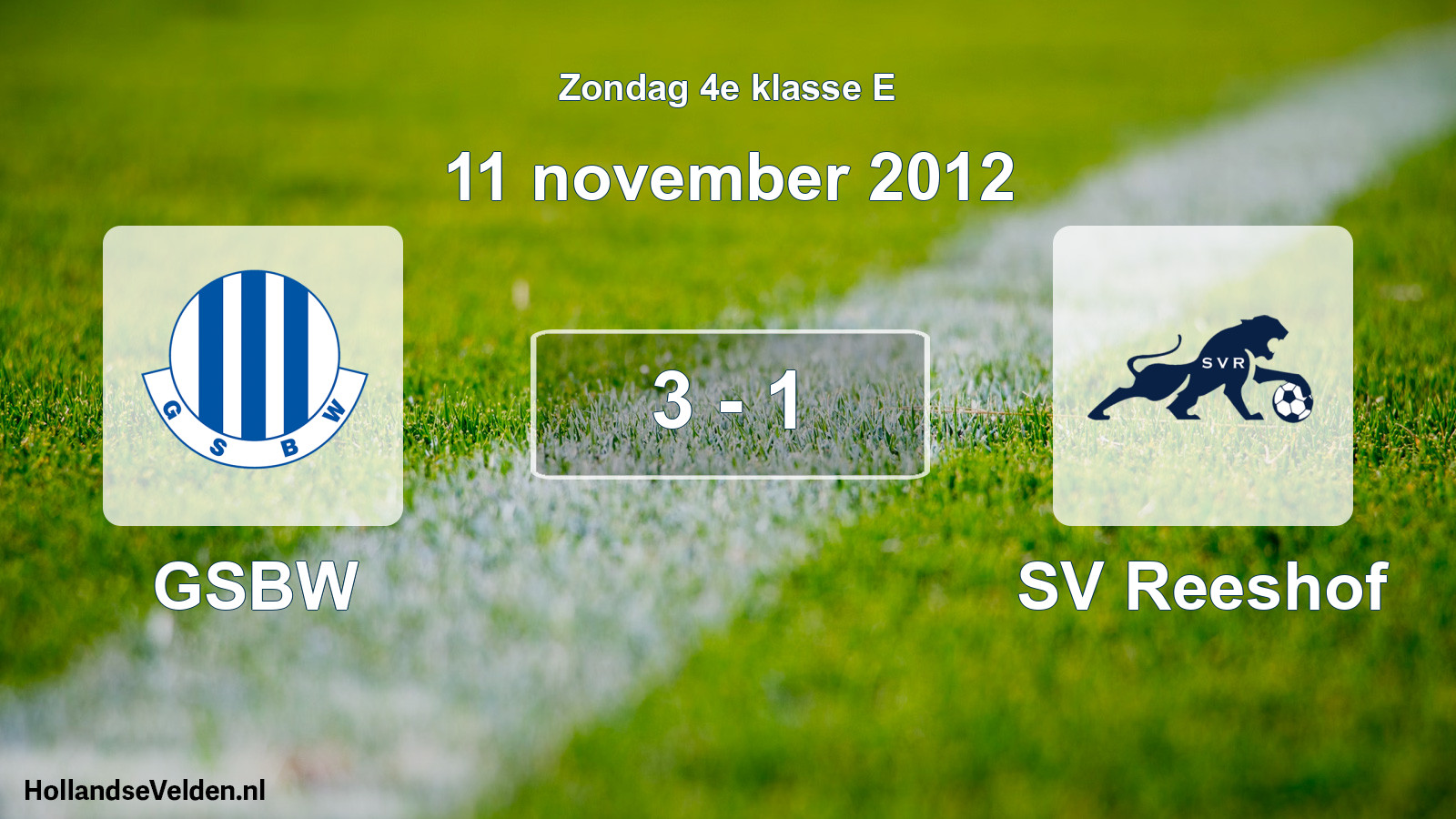 Total number of matches played: GSBW - SV Reeshof 3 - 1 (11 November 2012)