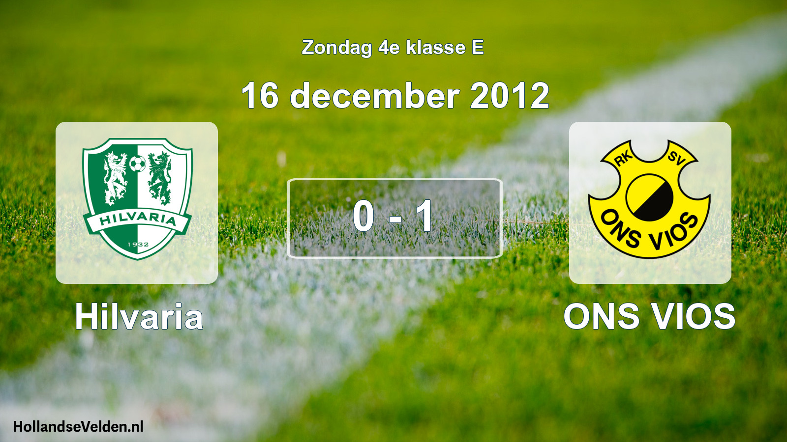 Total number of matches played: Hilvaria - ONS VIOS 0 - 1 (16 December 2012)