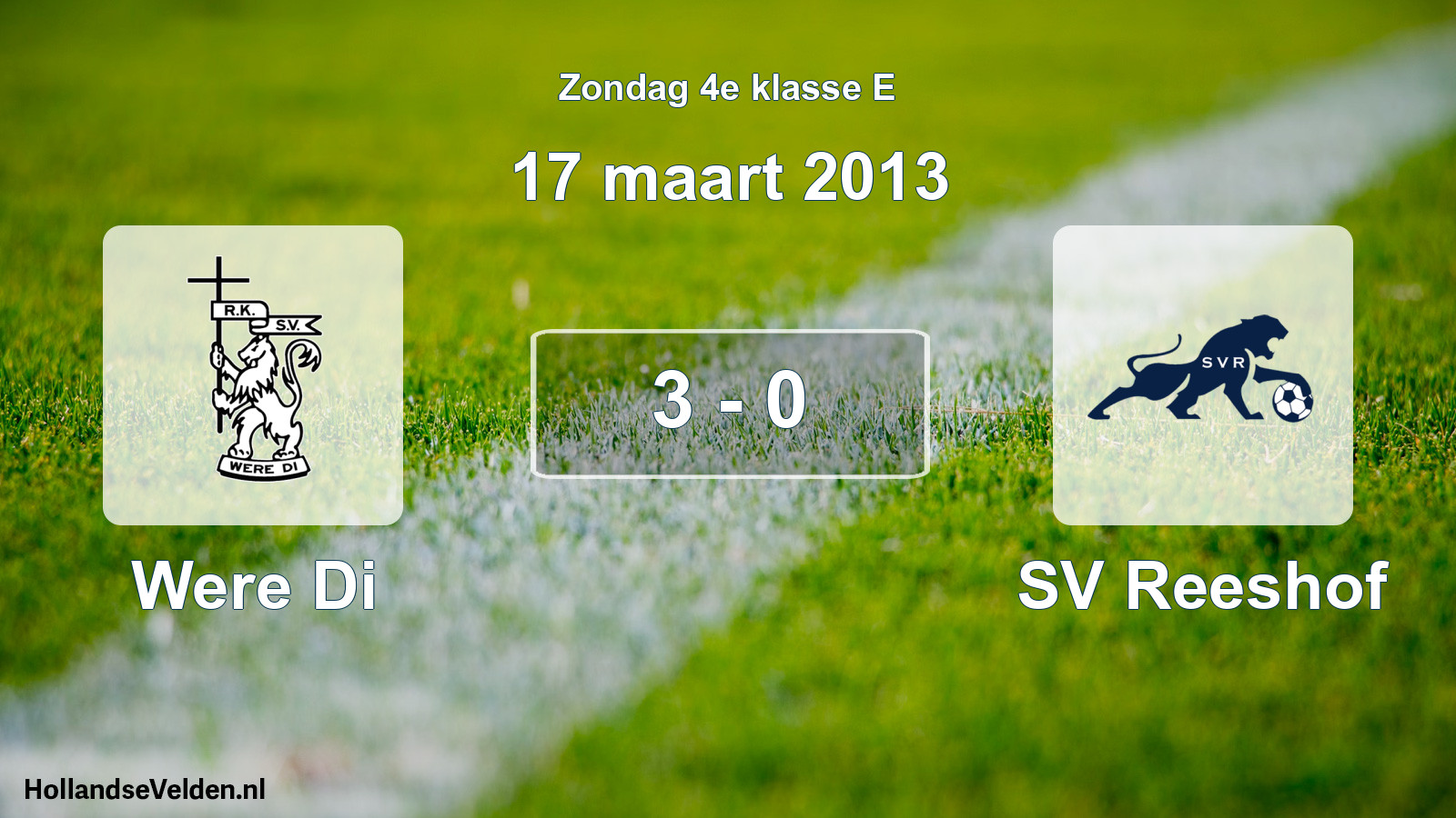 Total number of matches played: Were Di - SV Reeshof 3 - 0 (17 March 2013)