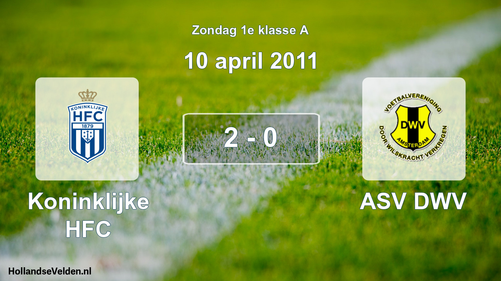 Total number of matches played: Koninklijke HFC - ASV DWV 2 - 0 (10 April 2011)