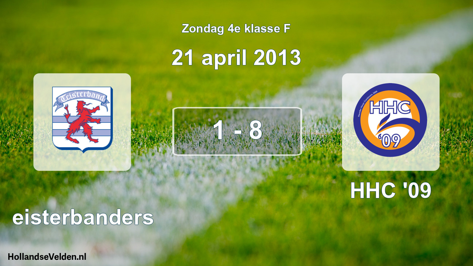Total number of matches played: Teisterbanders - HHC '09 1 - 8 (21 April 2013)