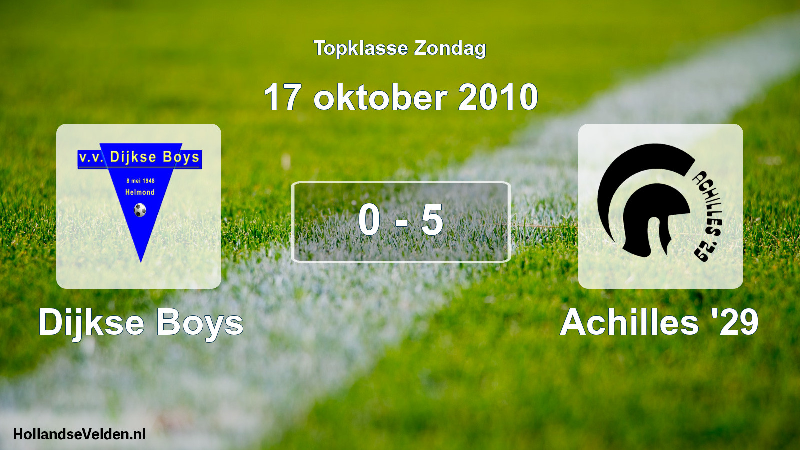 Gespeelde wedstrijd: Dijkse Boys - Achilles '29 0 - 5 (17 oktober 2010)