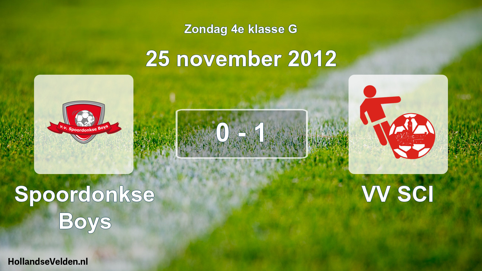 Total number of matches played: Spoordonkse Boys - VV SCI 0 - 1 (25 November 2012)