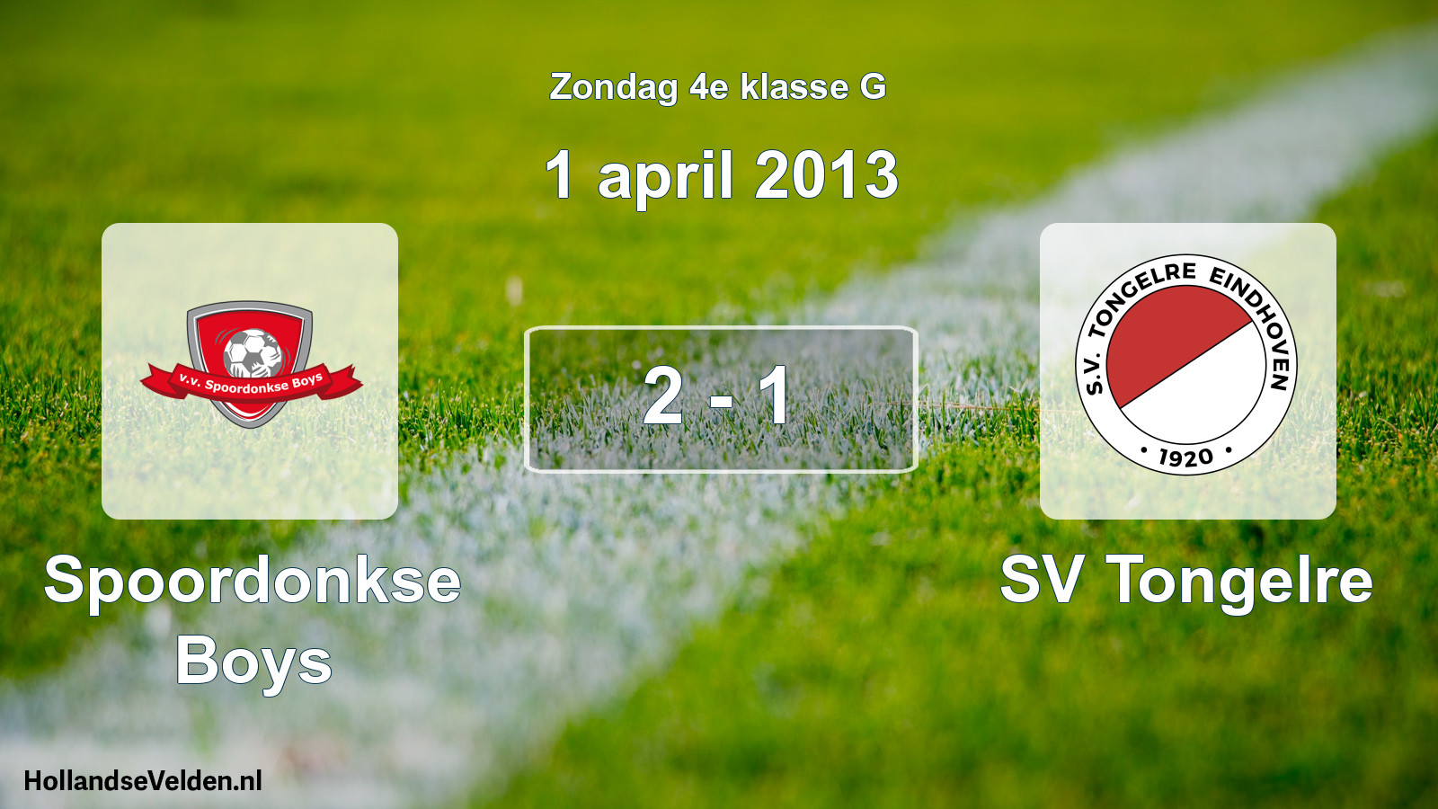 Total number of matches played: Spoordonkse Boys - SV Tongelre 2 - 1 (1 April 2013)
