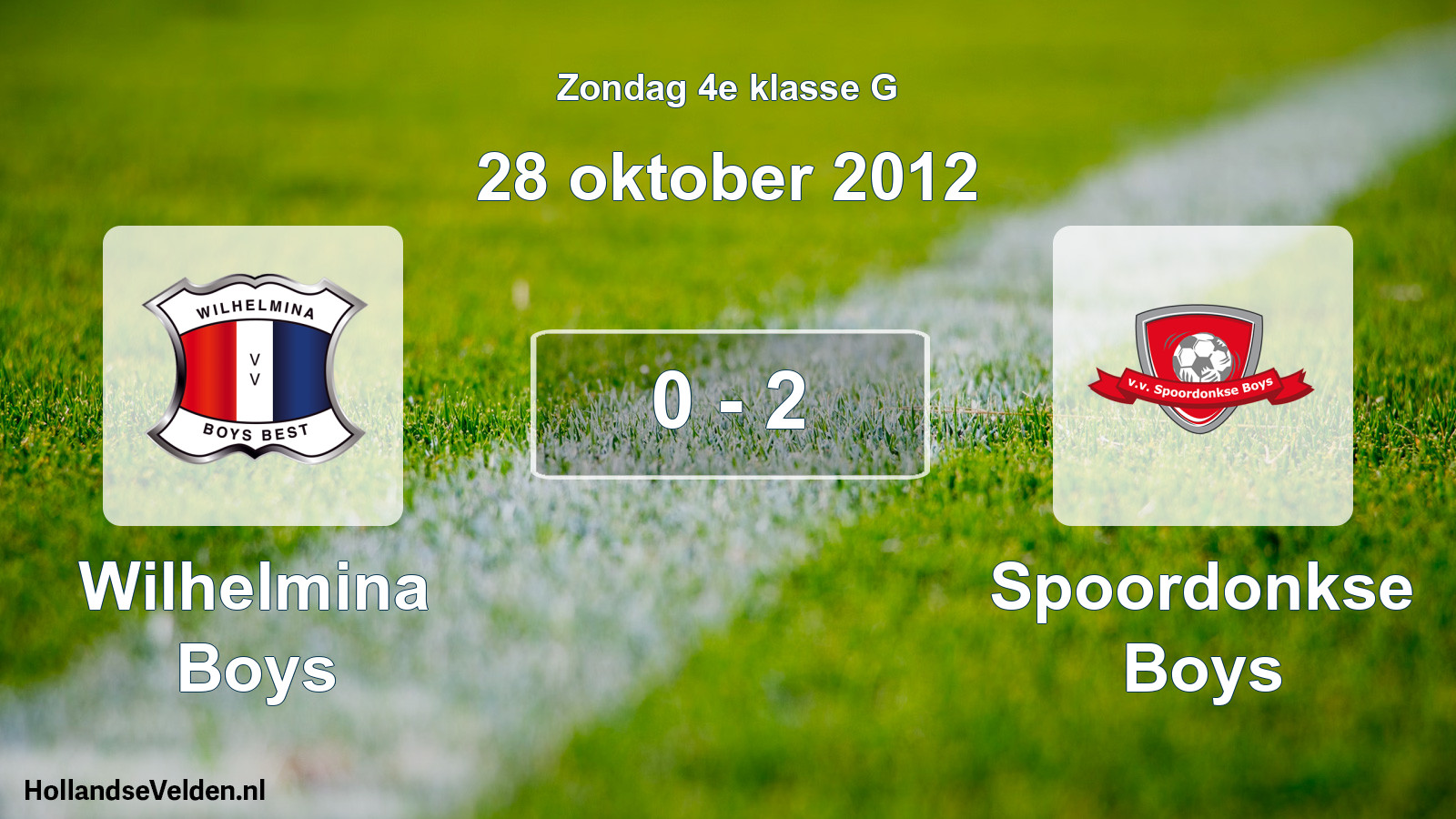 Total number of matches played: Wilhelmina Boys - Spoordonkse Boys 0 - 2 (28 October 2012)