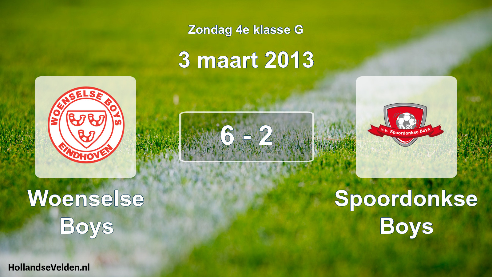 Total number of matches played: Woenselse Boys - Spoordonkse Boys 6 - 2 (3 March 2013)