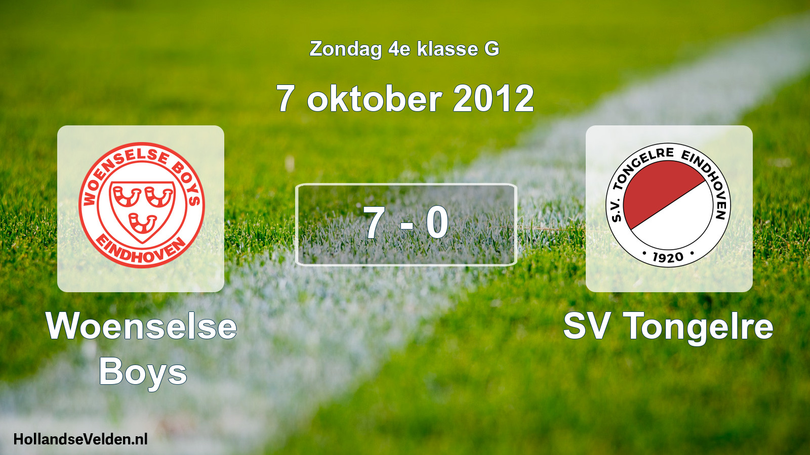 Total number of matches played: Woenselse Boys - SV Tongelre 7 - 0 (7 October 2012)