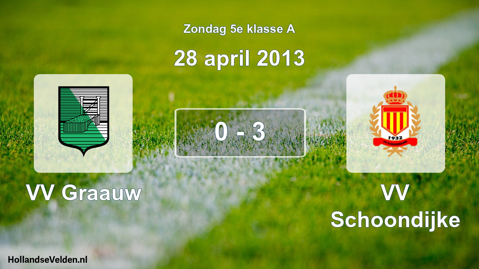 Total number of matches played: VV Graauw - VV Schoondijke 0 - 3 (28 April 2013)