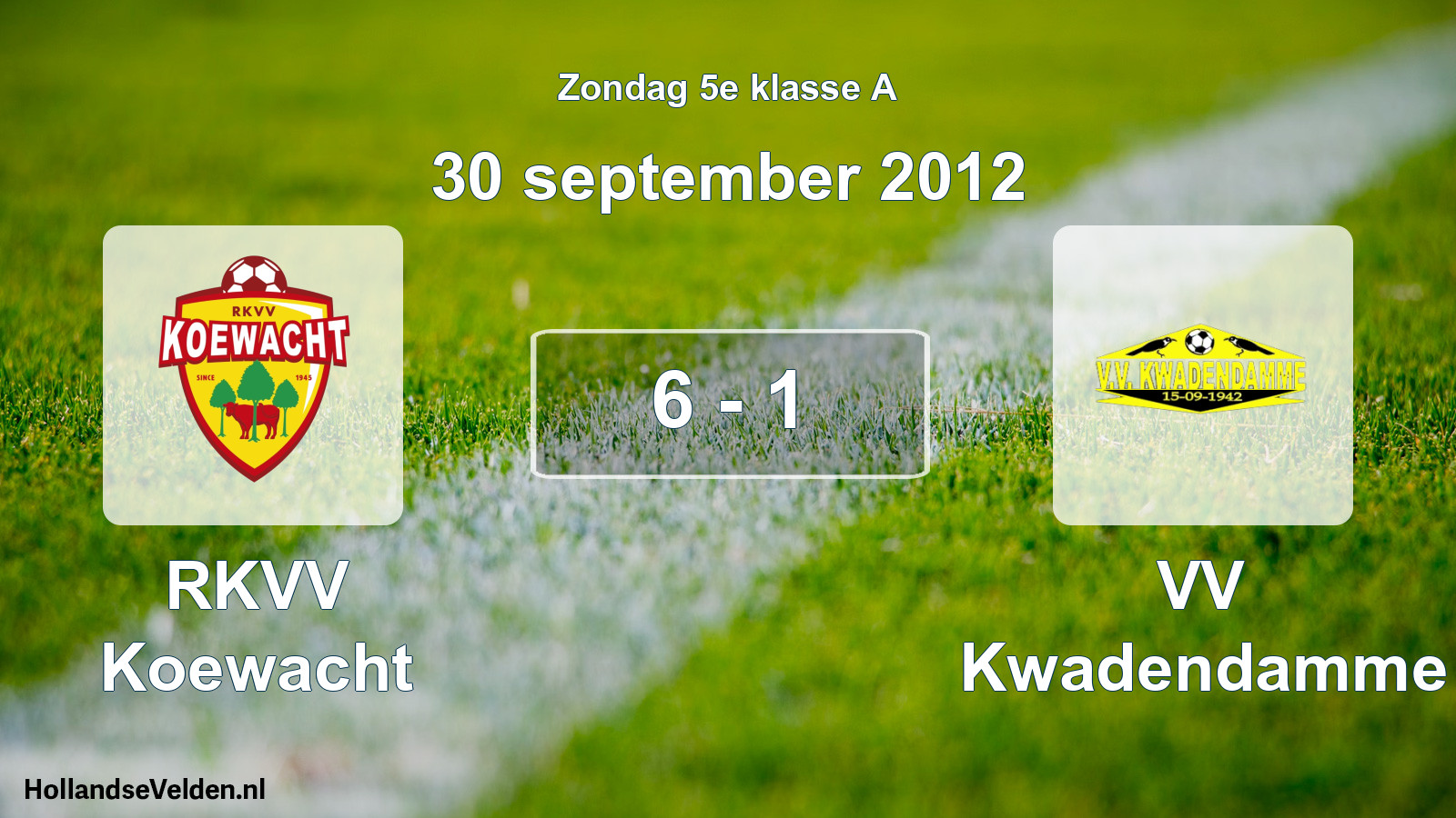 Total number of matches played: RKVV Koewacht - VV Kwadendamme 6 - 1 (30 September 2012)