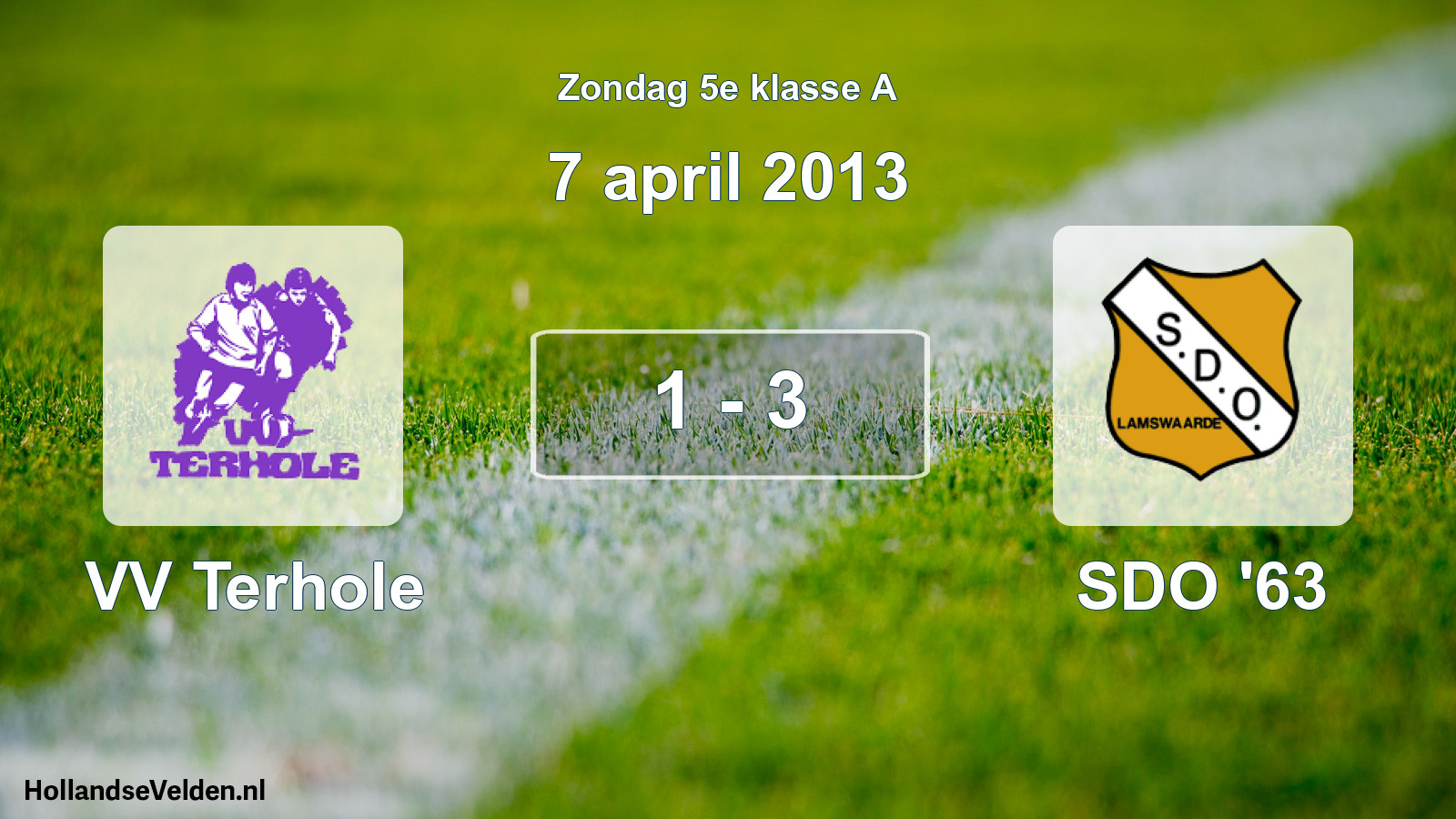 Total number of matches played: VV Terhole - SDO '63 1 - 3 (7 April 2013)