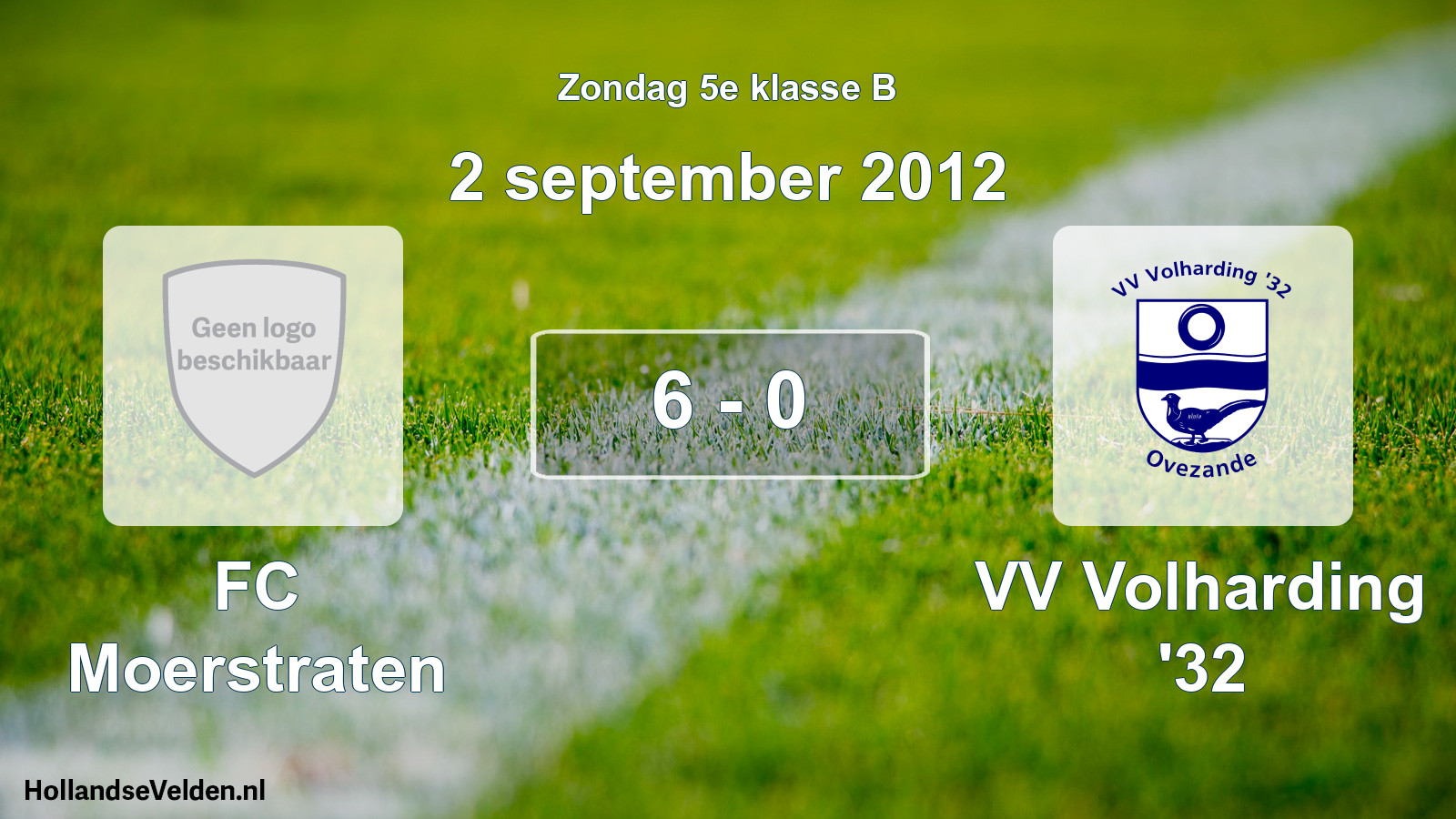 Total number of matches played: FC Moerstraten - VV Volharding '32 6 - 0 (2 September 2012)