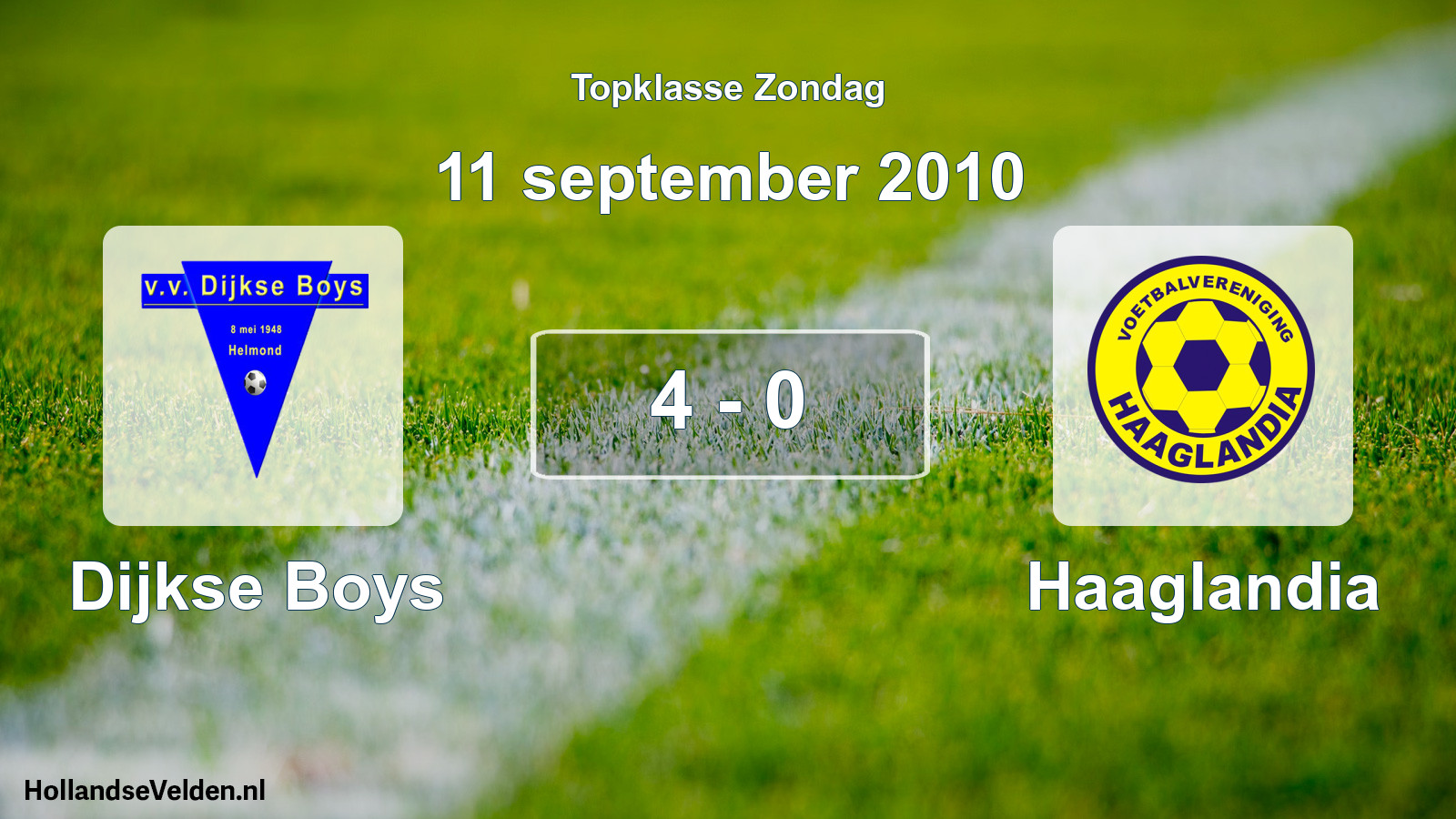 Gespeelde wedstrijd: Dijkse Boys - Haaglandia 4 - 0 (11 september 2010)