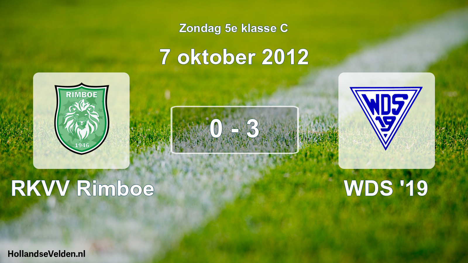 Total number of matches played: RKVV Rimboe - WDS '19 0 - 3 (7 October 2012)