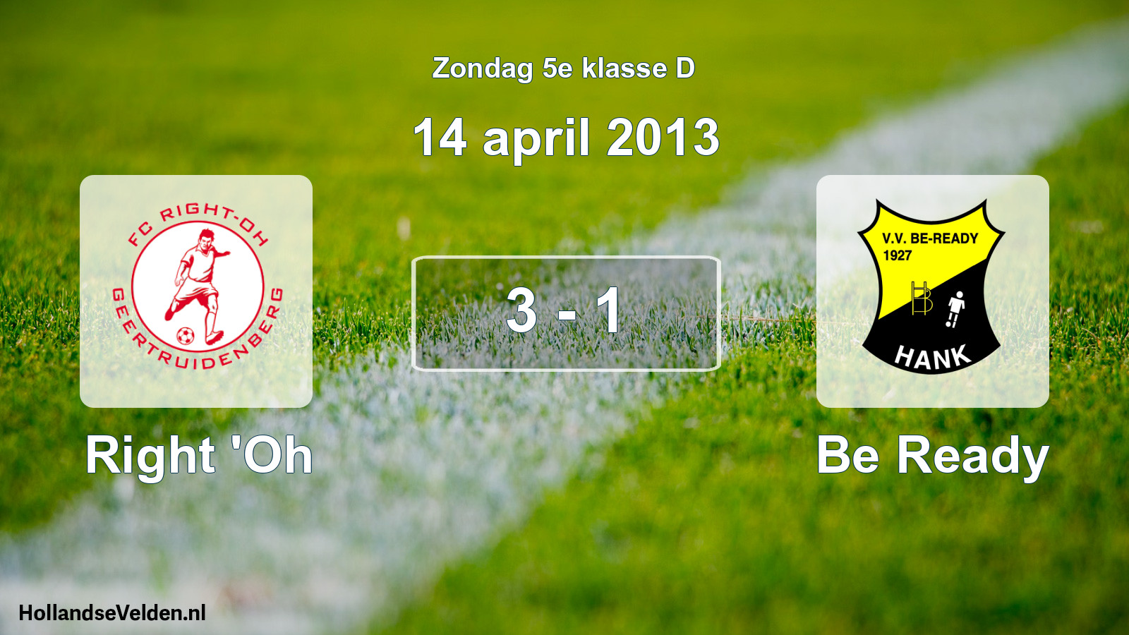 Total number of matches played: Right 'Oh - Be Ready 3 - 1 (14 April 2013)