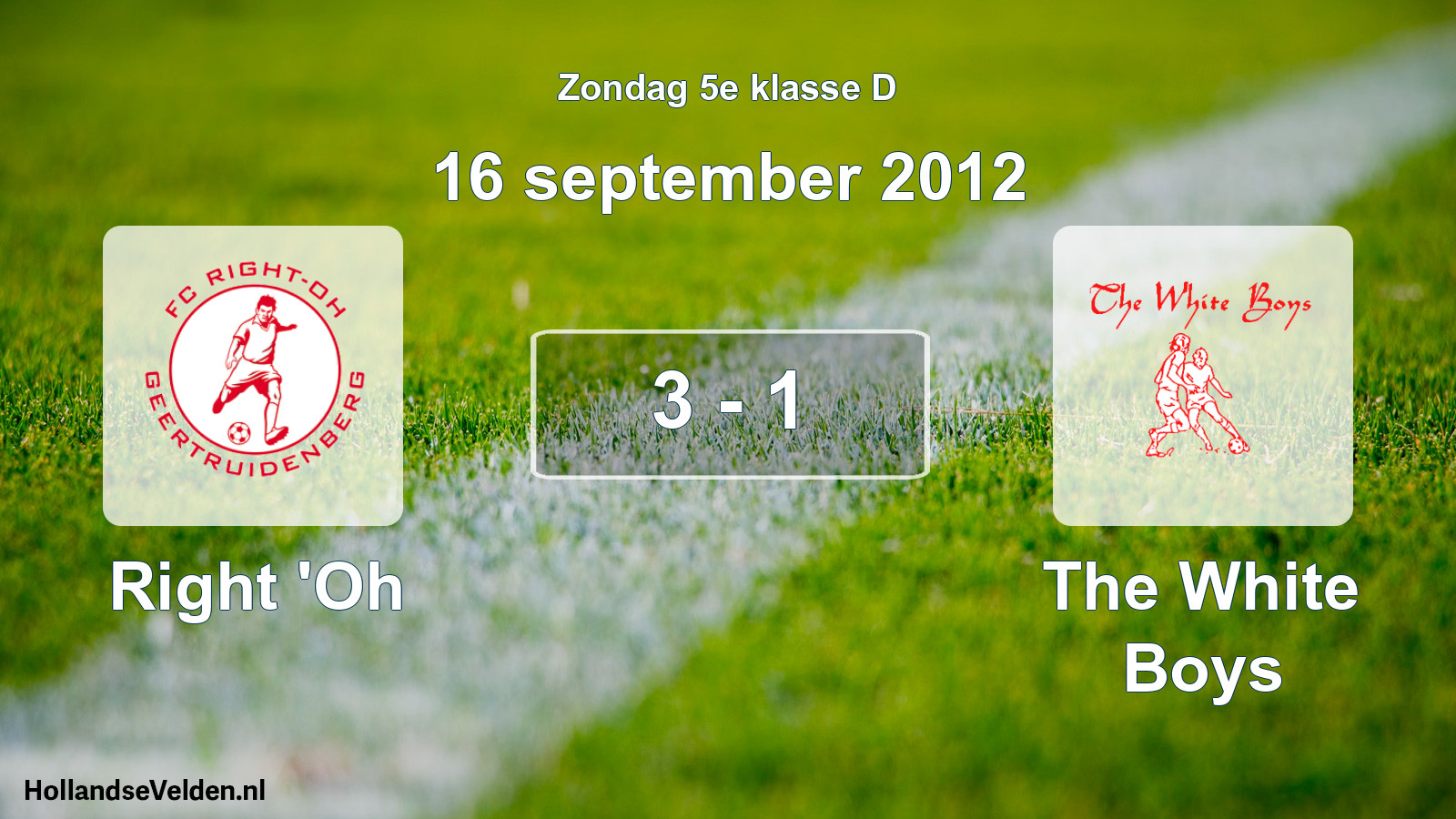 Total number of matches played: Right 'Oh - The White Boys 3 - 1 (16 September 2012)