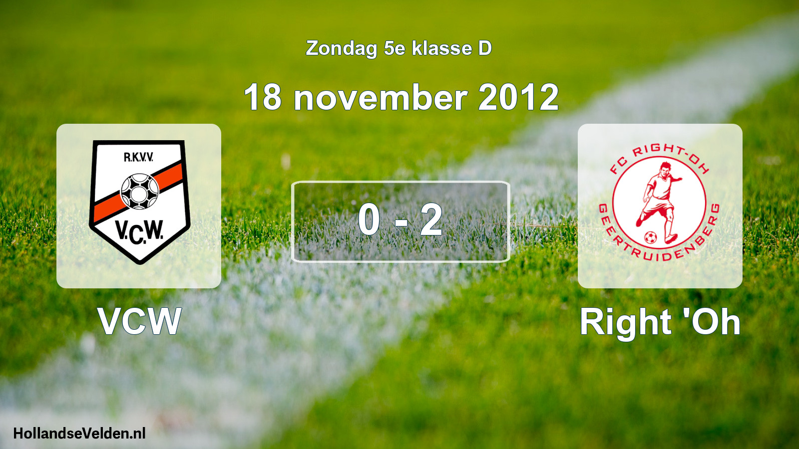 Total number of matches played: VCW - Right 'Oh 0 - 2 (18 November 2012)