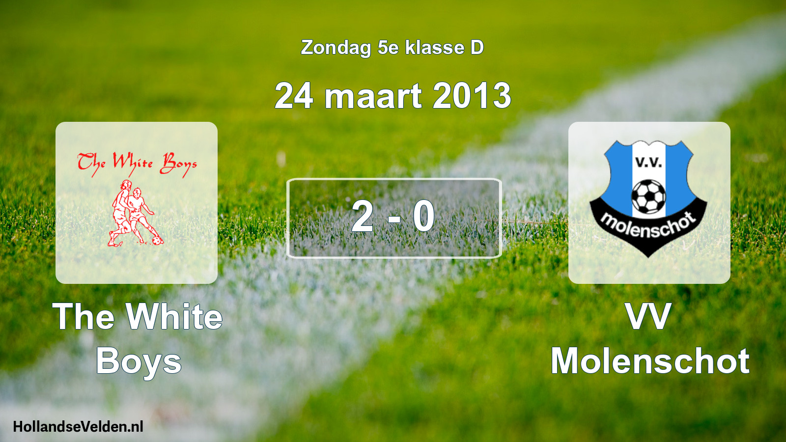 Total number of matches played: The White Boys - VV Molenschot 2 - 0 (24 March 2013)