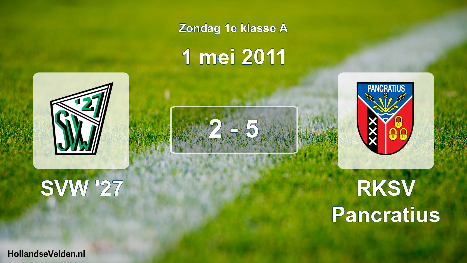Total number of matches played: SVW '27 - RKSV Pancratius 2 - 5 (1 May 2011)