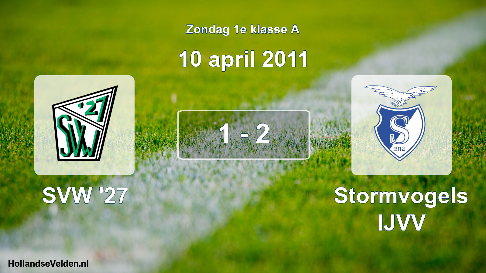 Total number of matches played: SVW '27 - Stormvogels IJVV 1 - 2 (10 April 2011)