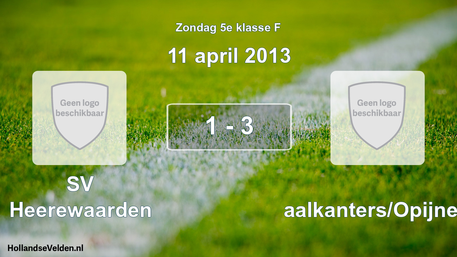 Total number of matches played: SV Heerewaarden - Waalkanters/Opijnen 1 - 3 (11 April 2013)
