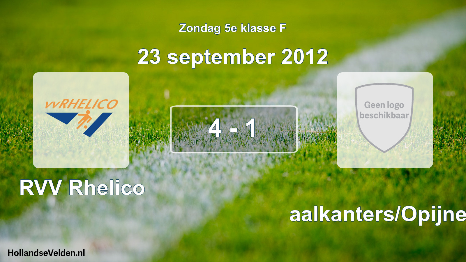Total number of matches played: RVV Rhelico - Waalkanters/Opijnen 4 - 1 (23 September 2012)