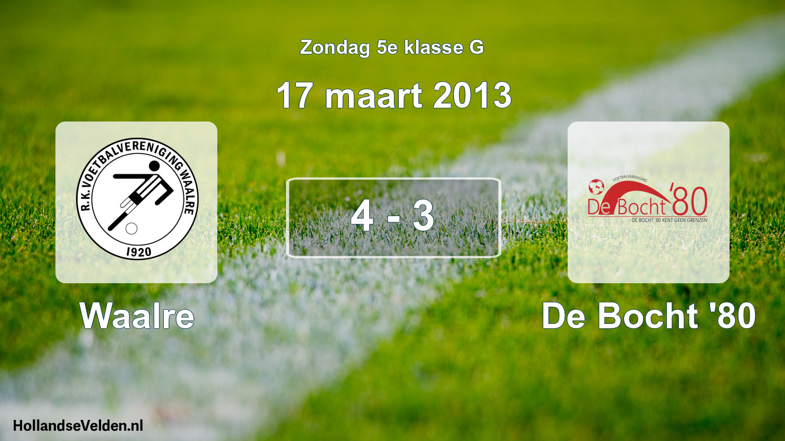 Total number of matches played: Waalre - De Bocht '80 4 - 3 (17 March 2013)