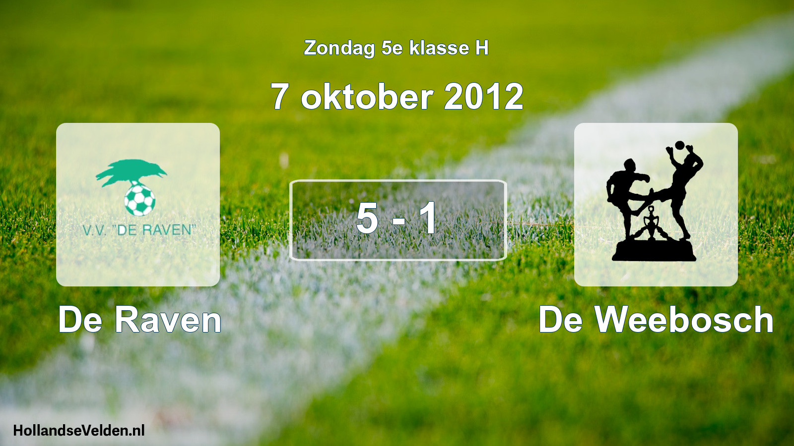 Total number of matches played: De Raven - De Weebosch 5 - 1 (7 October 2012)