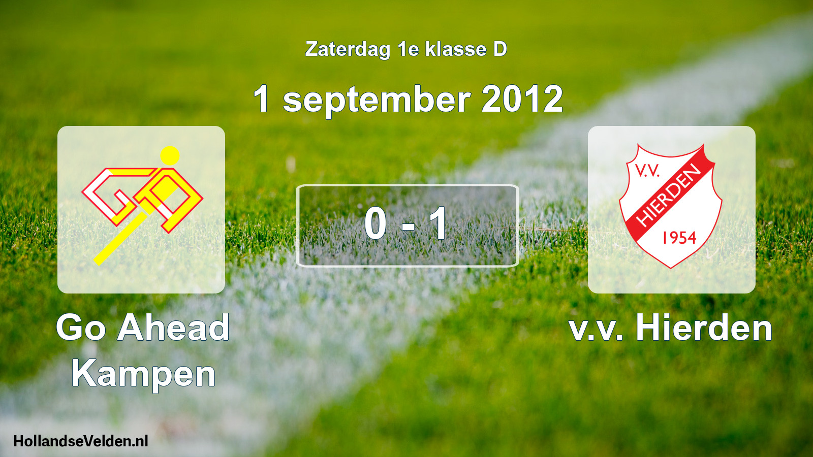 Total number of matches played: Go Ahead Kampen - v.v. Hierden 0 - 1 (1 September 2012)
