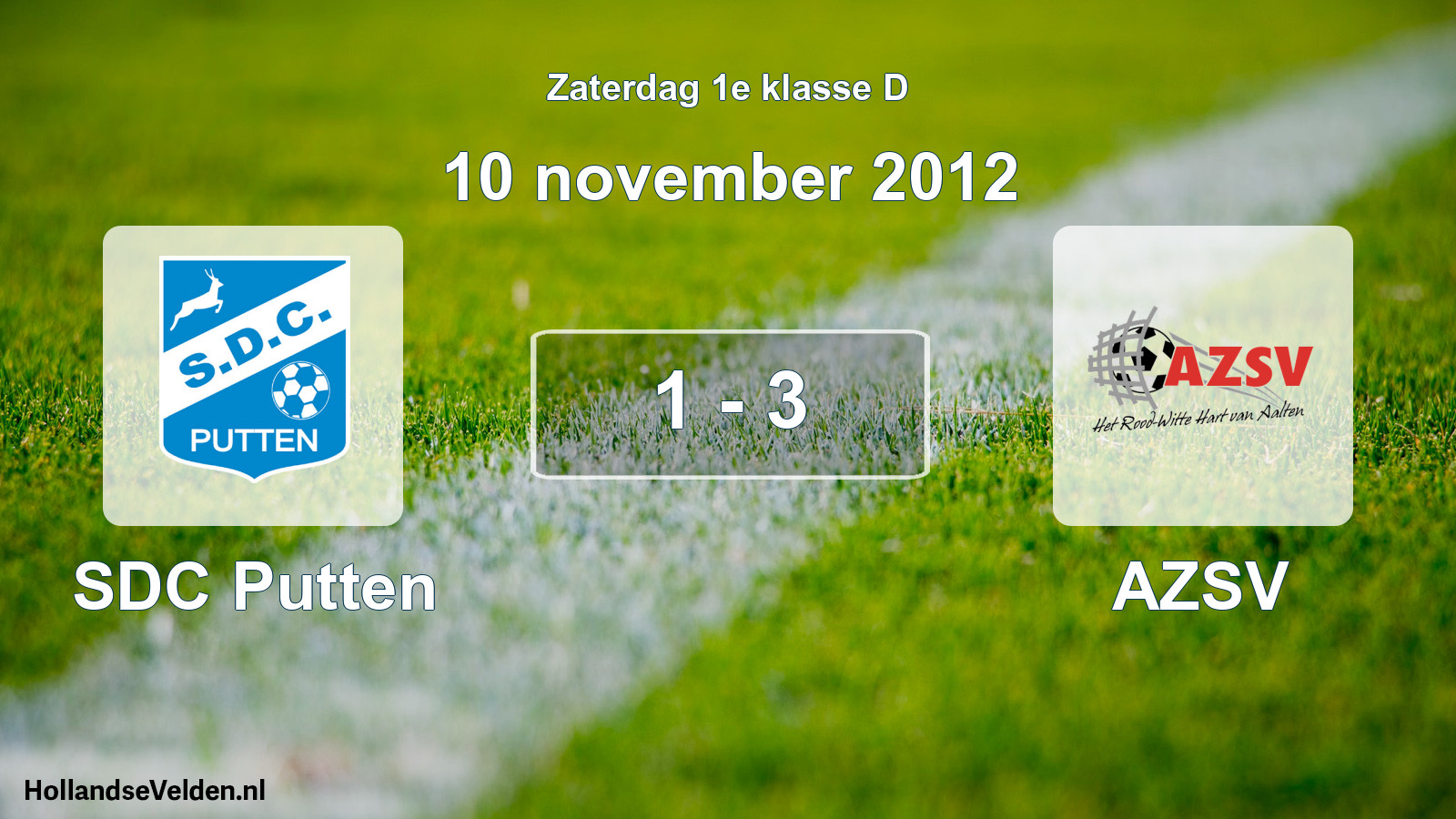 Total number of matches played: SDC Putten - AZSV 1 - 3 (10 November 2012)