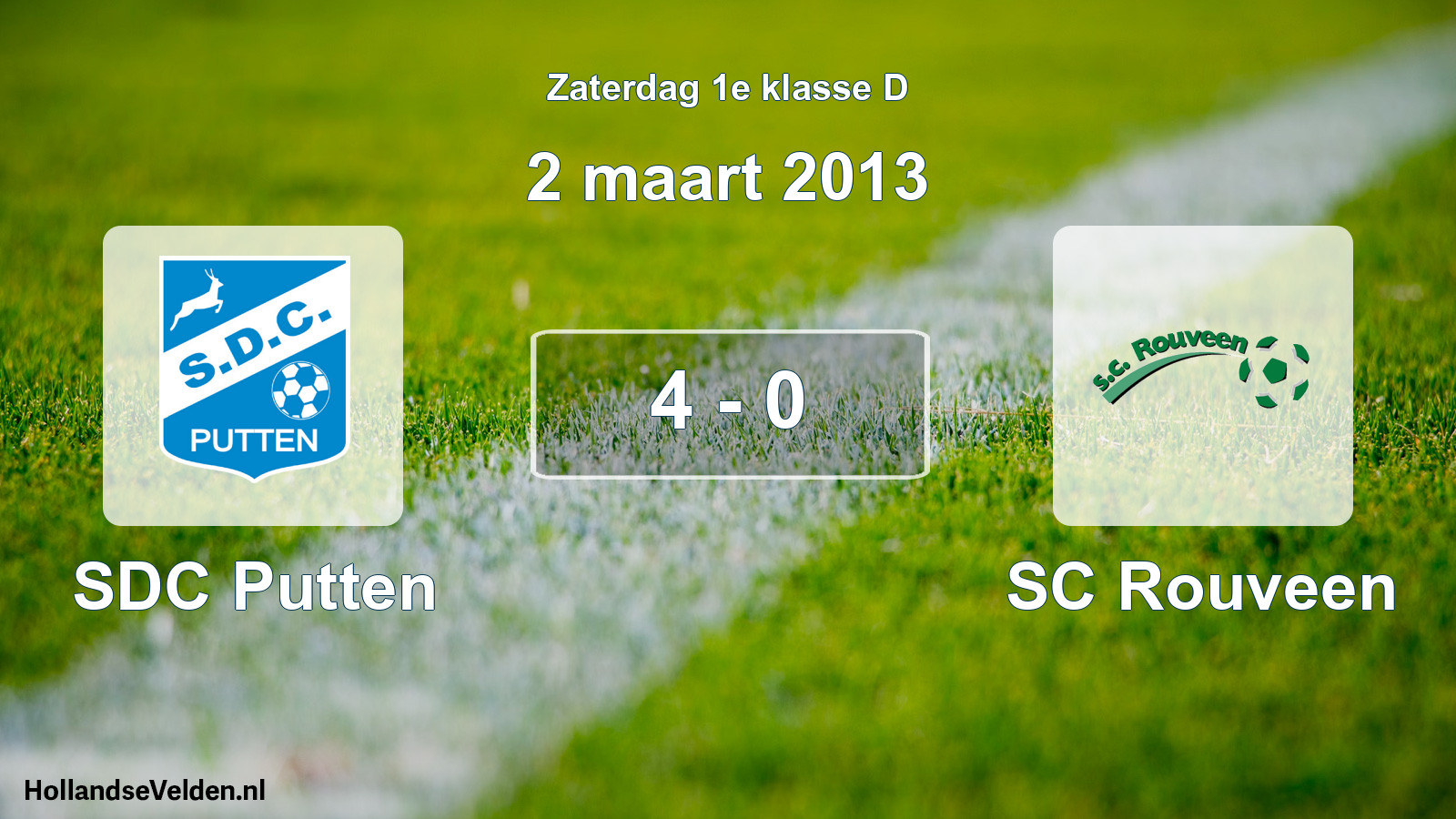 Total number of matches played: SDC Putten - SC Rouveen 4 - 0 (2 March 2013)