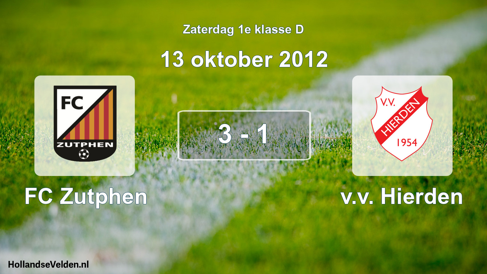 Total number of matches played: FC Zutphen - v.v. Hierden 3 - 1 (13 October 2012)