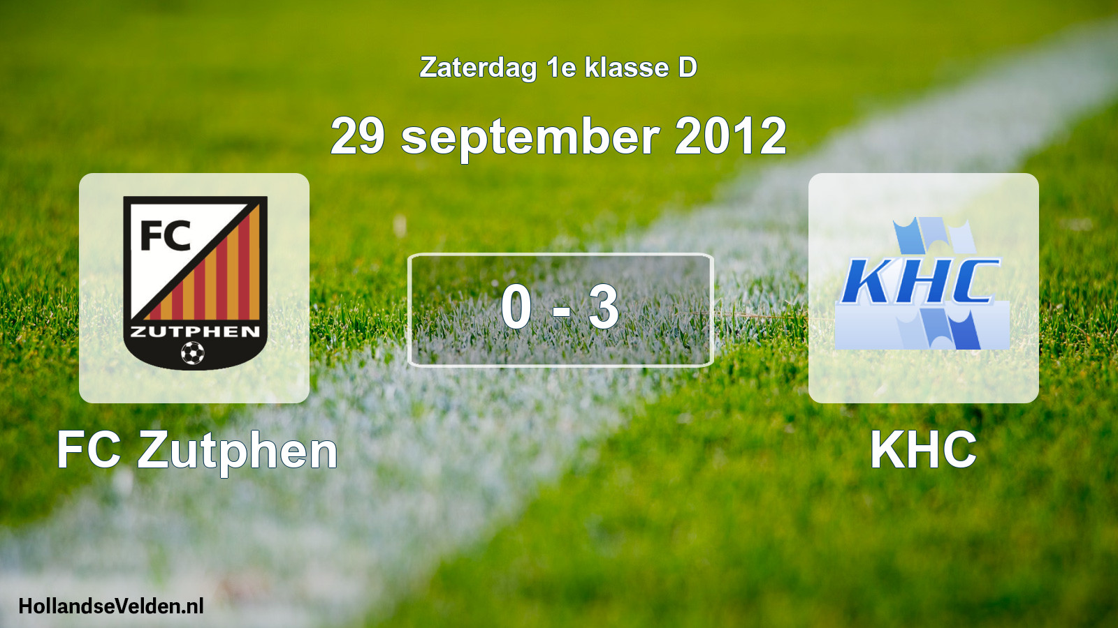 Total number of matches played: FC Zutphen - KHC 0 - 3 (29 September 2012)