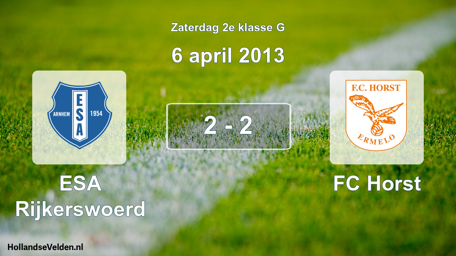 Total number of matches played: ESA Rijkerswoerd - FC Horst 2 - 2 (6 April 2013)