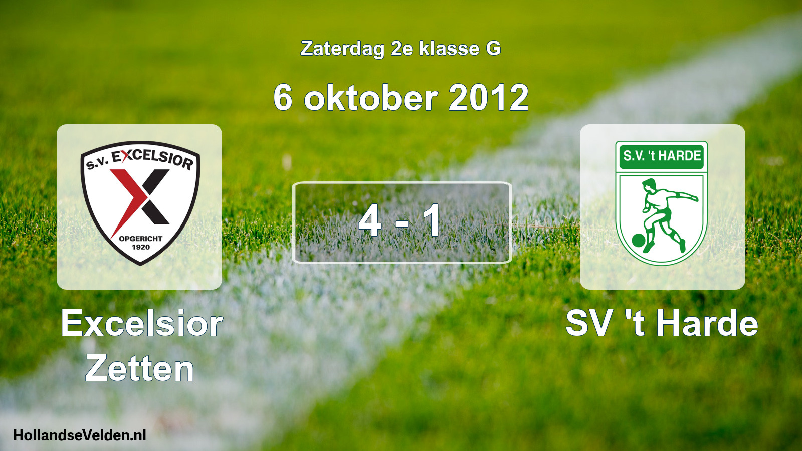 Total number of matches played: Excelsior Zetten - SV 't Harde 4 - 1 (6 October 2012)