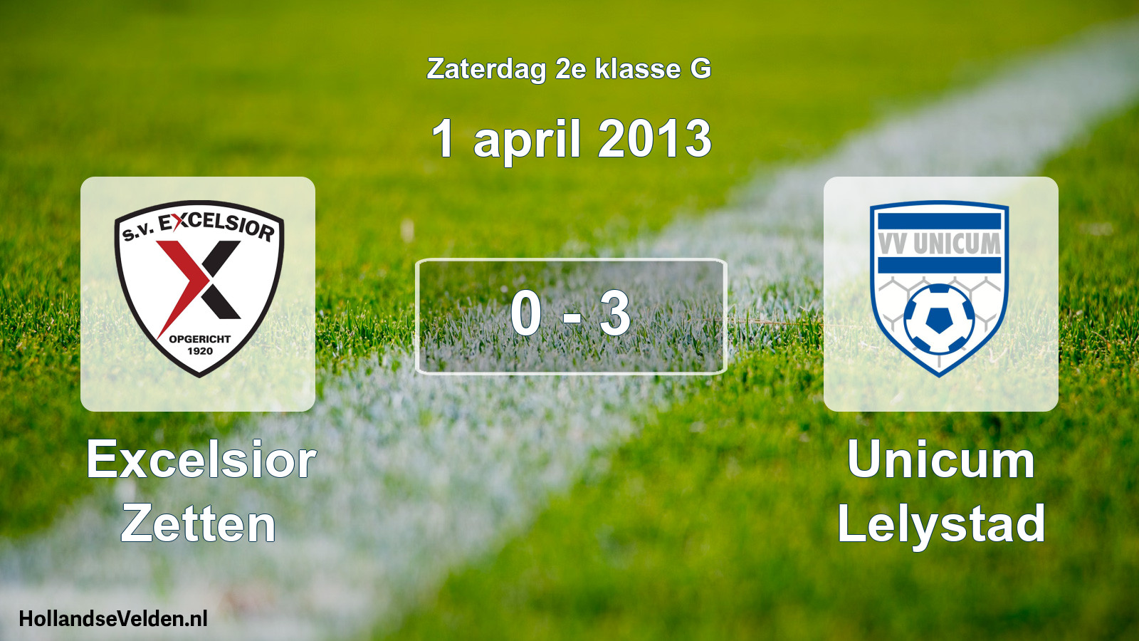 Total number of matches played: Excelsior Zetten - Unicum Lelystad 0 - 3 (1 April 2013)