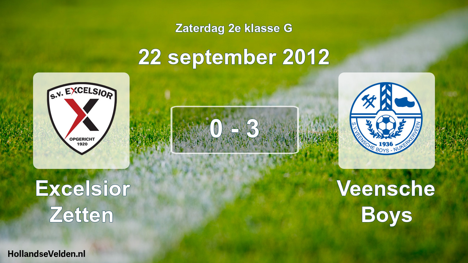 Total number of matches played: Excelsior Zetten - Veensche Boys 0 - 3 (22 September 2012)