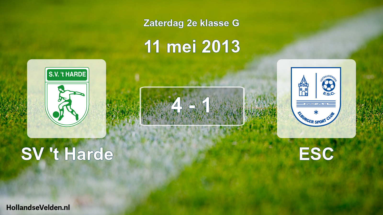 Total number of matches played: SV 't Harde - ESC 4 - 1 (11 May 2013)