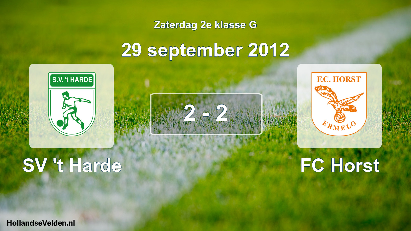 Total number of matches played: SV 't Harde - FC Horst 2 - 2 (29 September 2012)