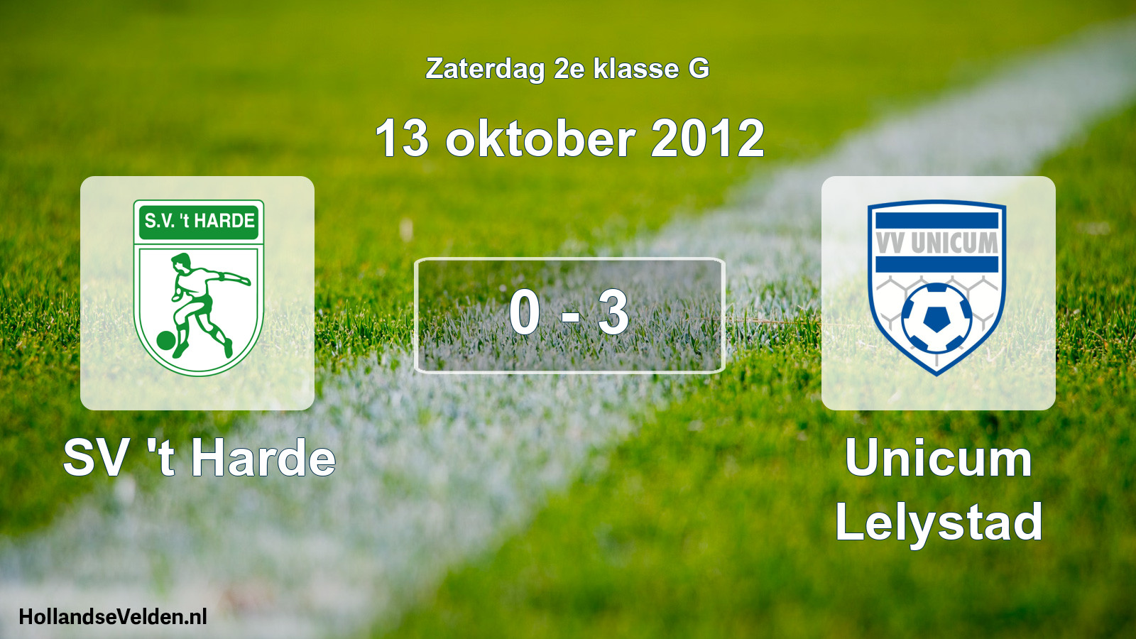 Total number of matches played: SV 't Harde - Unicum Lelystad 0 - 3 (13 October 2012)