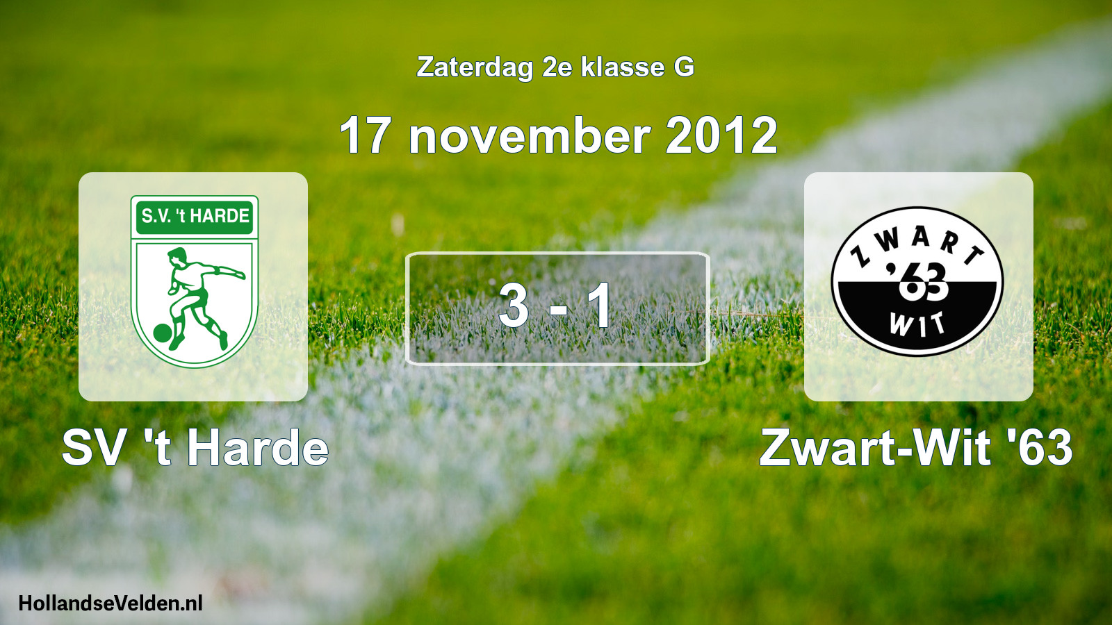 Total number of matches played: SV 't Harde - Zwart-Wit '63 3 - 1 (17 November 2012)