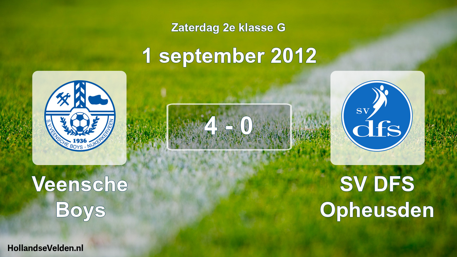 Total number of matches played: Veensche Boys - SV DFS Opheusden 4 - 0 (1 September 2012)