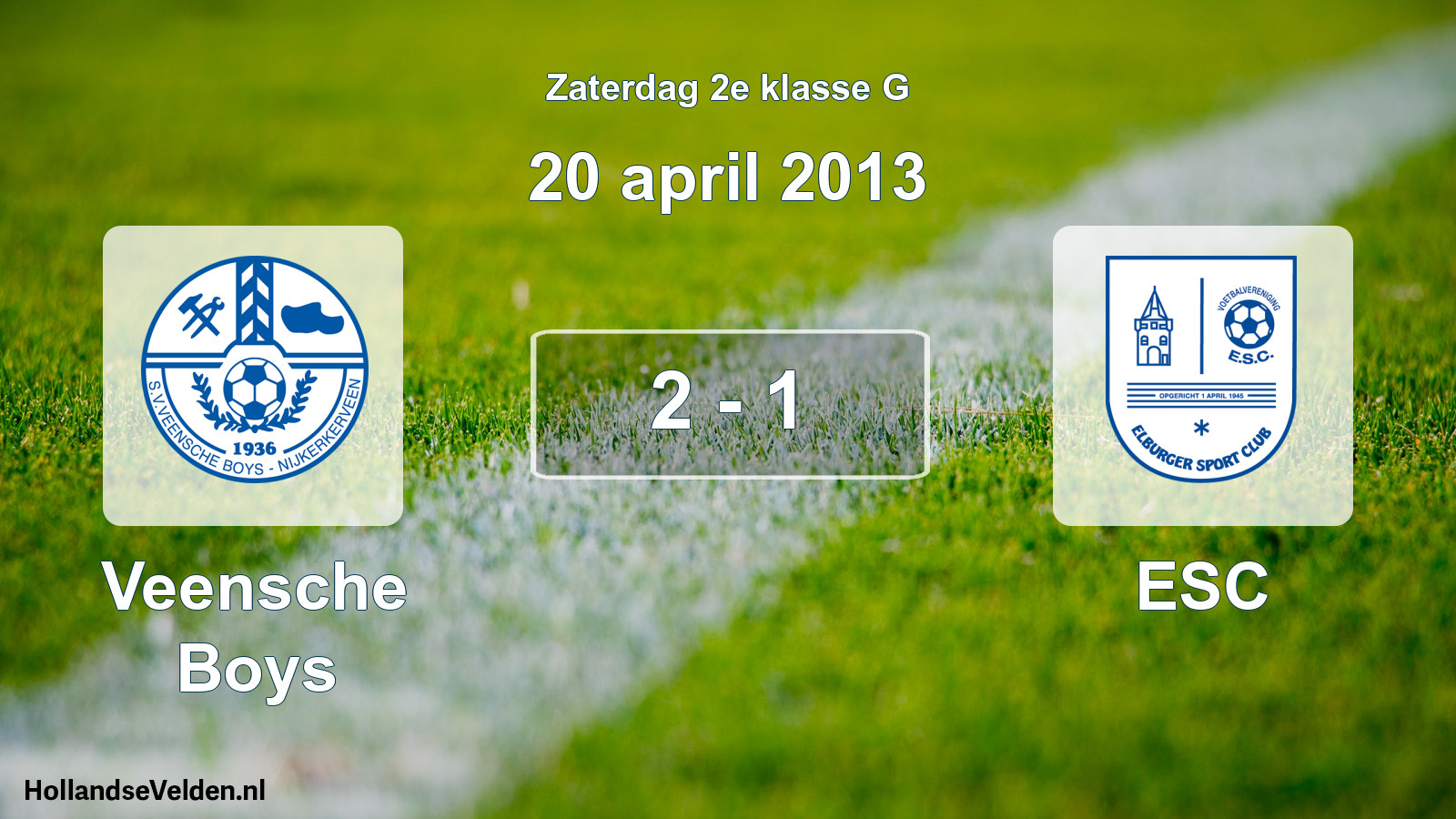 Total number of matches played: Veensche Boys - ESC 2 - 1 (20 April 2013)