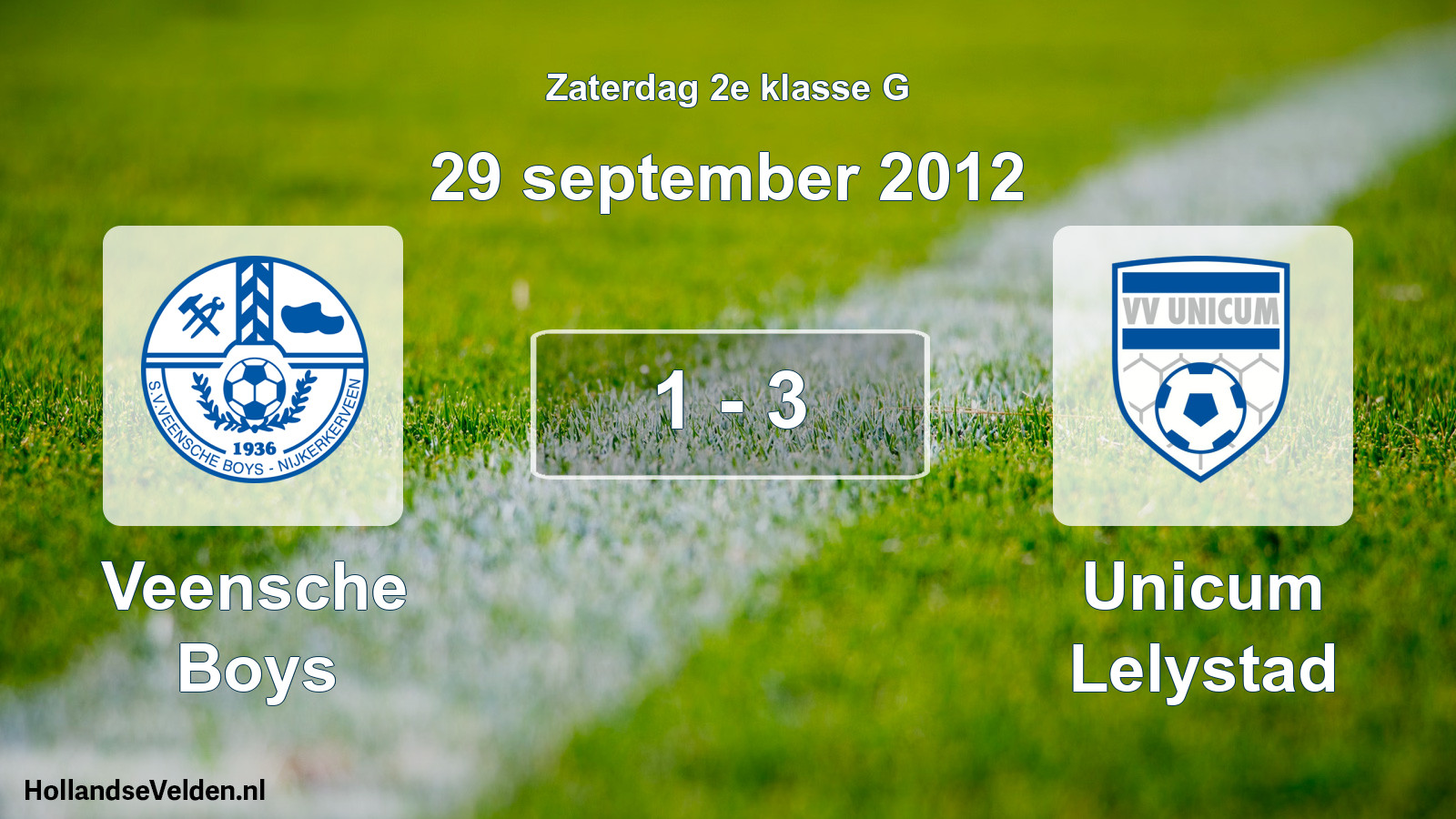 Total number of matches played: Veensche Boys - Unicum Lelystad 1 - 3 (29 September 2012)